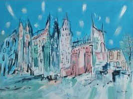 Le centre ville - tableau abstrait ville